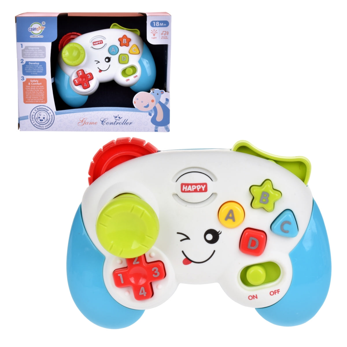 Mi Primer Control Con Sonidos, Melodias, Luces Y Actividades De Motricidad - Celeste